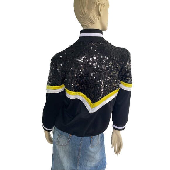 Vintage Track Jacket, Size M, Sequins Chevron Stripes Jacket, Fancy Athleisure - Picture 3 of 9